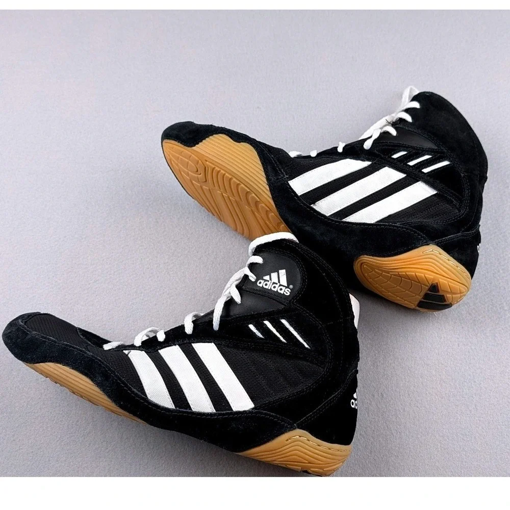 Adidas Wrestling Shoes Mens 11.5 Black White High Top Gum Sole 177904